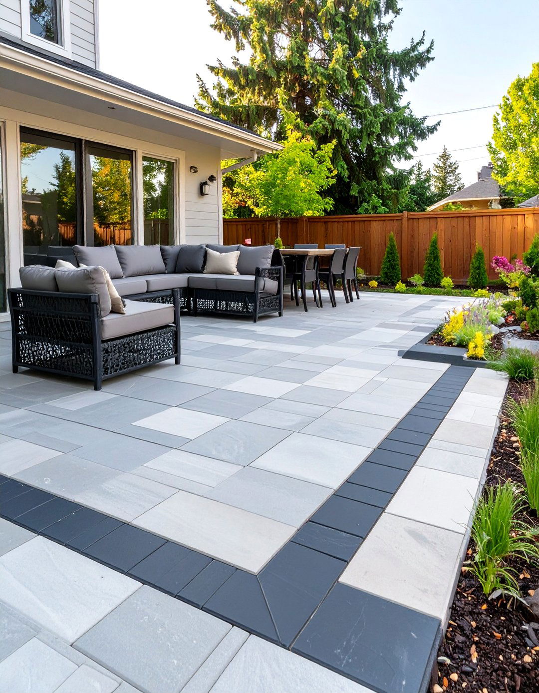 The Two Tone Paver Patio Design - 30 backyard paver ideas