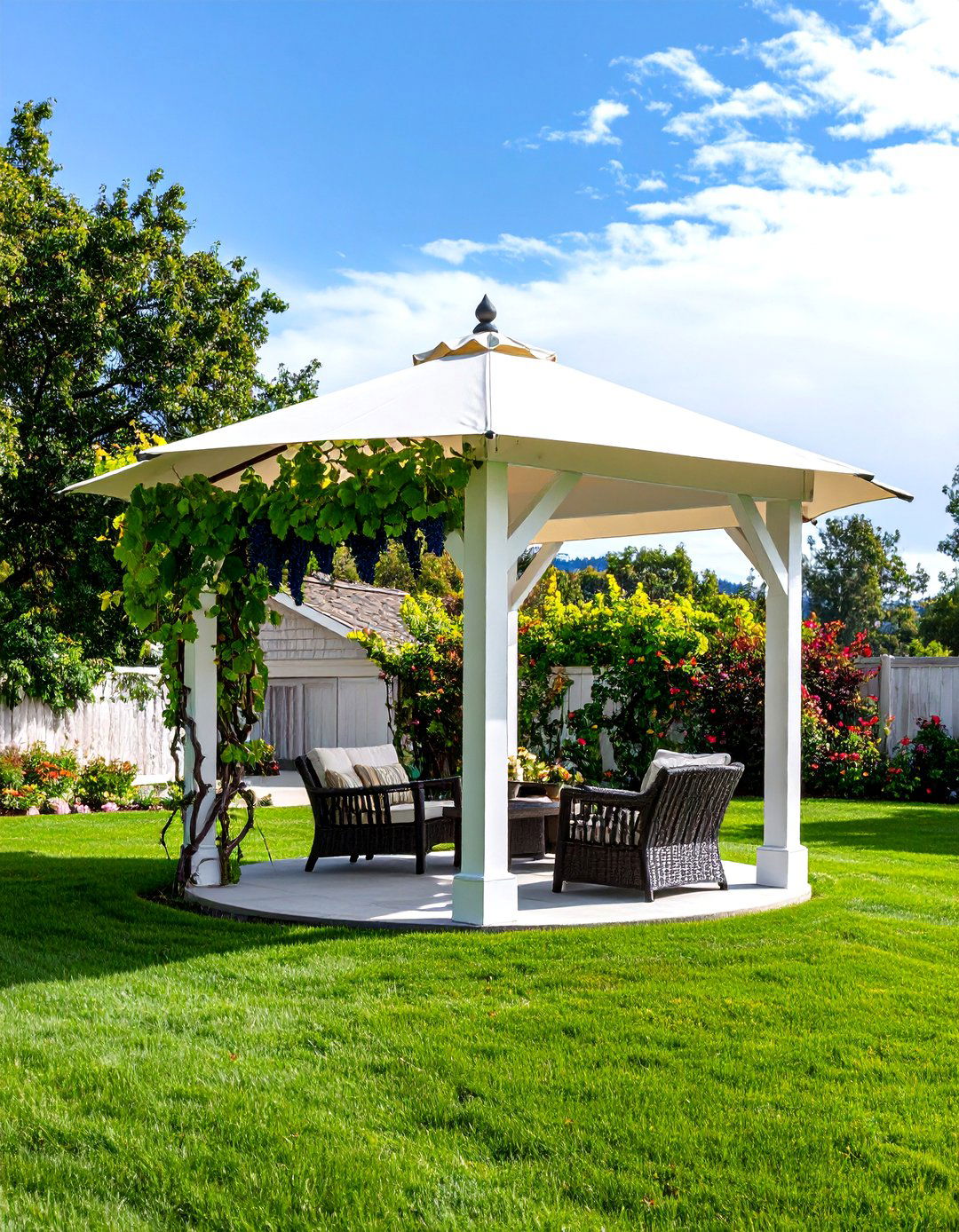 The Umbrella Style Single Post Trellis - 30 easy backyard grape vine trellis designs