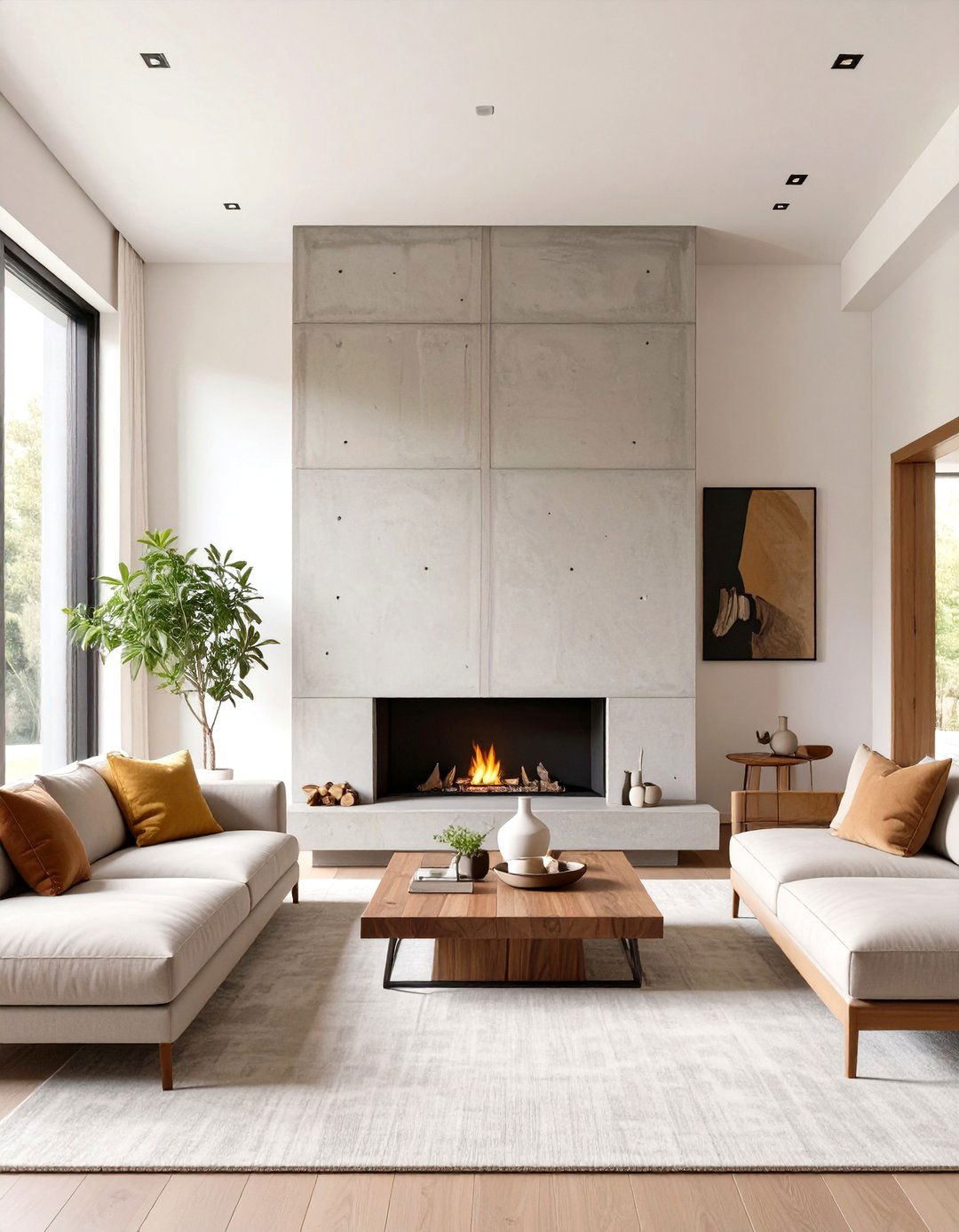 The Unadorned Fireplace Focus - 30 interior design for a minimalist home ideas