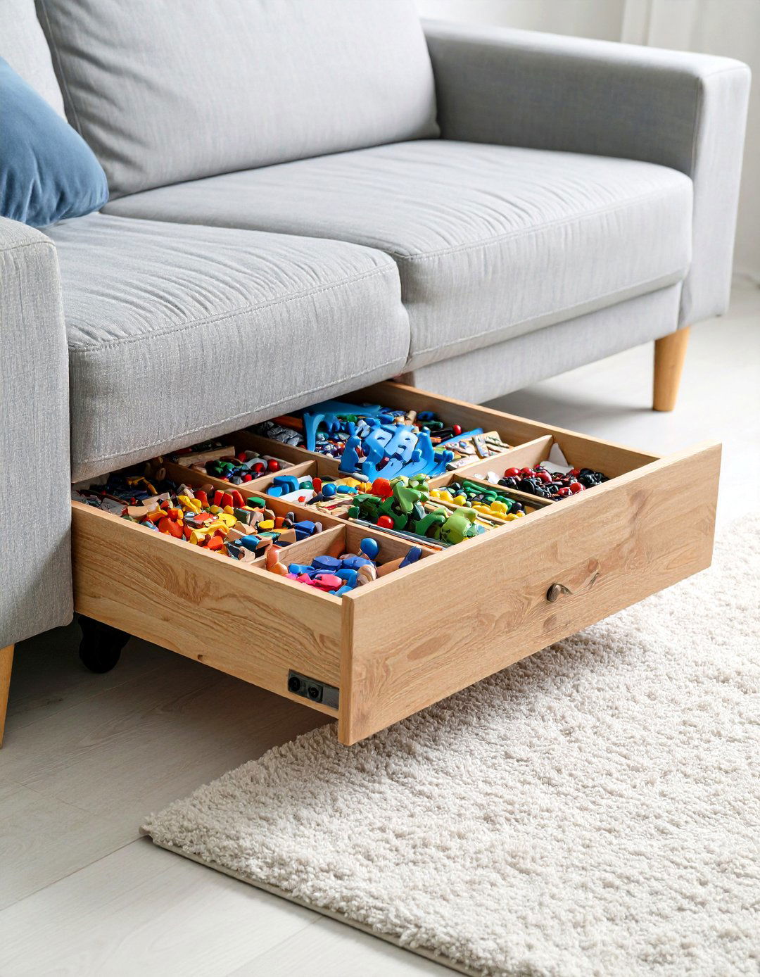 The Under Sofa Storage Drawers - 30 living room toy storage ideas