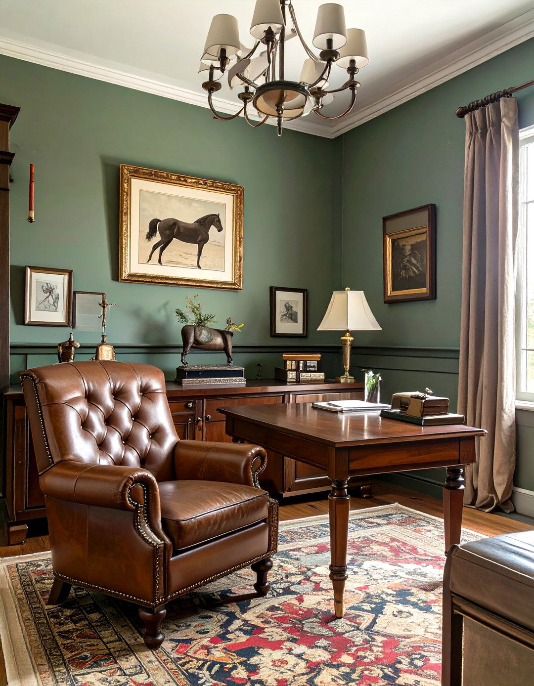 The Understated Equestrian Themed Study - 30 old money interior design ideas