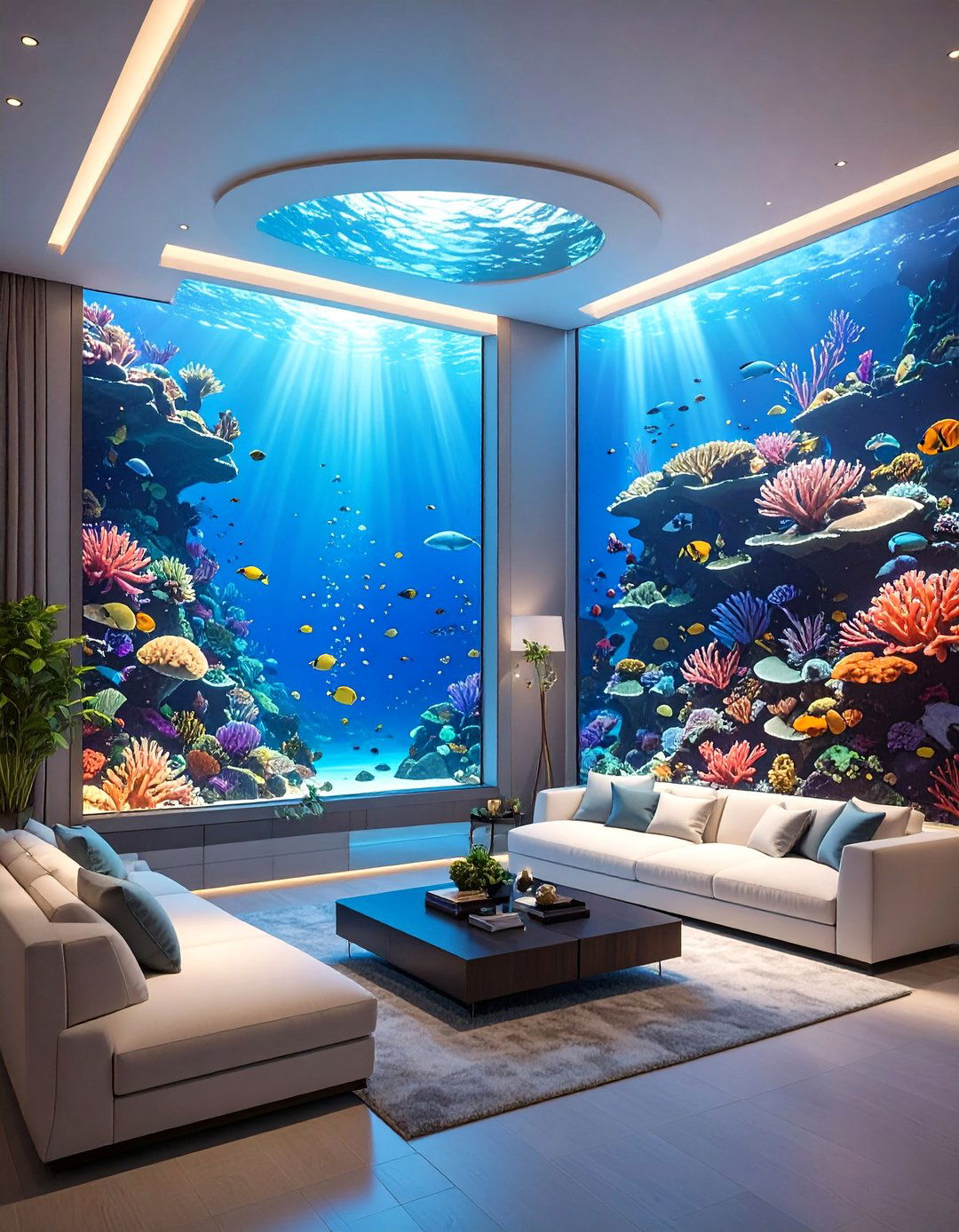 The Underwater Serenity Living Room - 30 ai living room design ideas