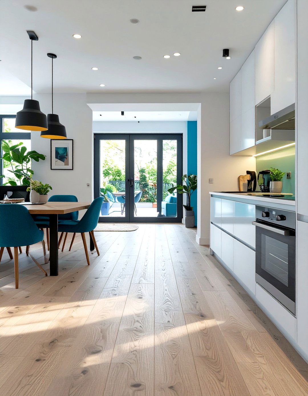 The Uniform Flooring Transition - 30 narrow kitchen ideas