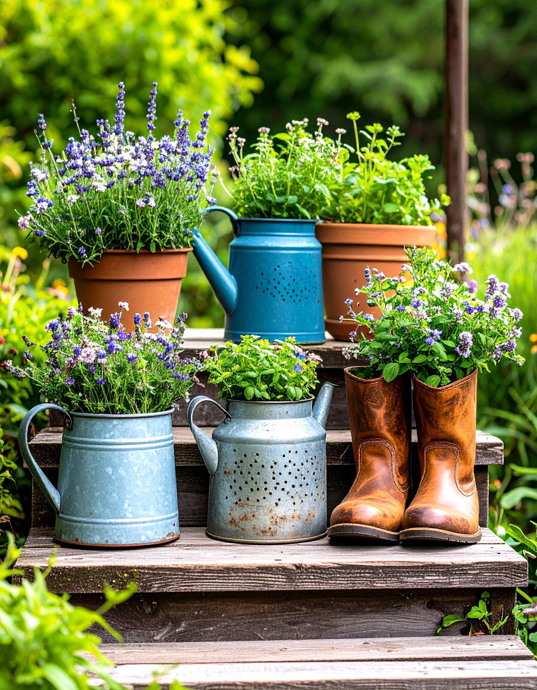 The Upcycled Container Herb Garden - 30 layout herb garden design ideas