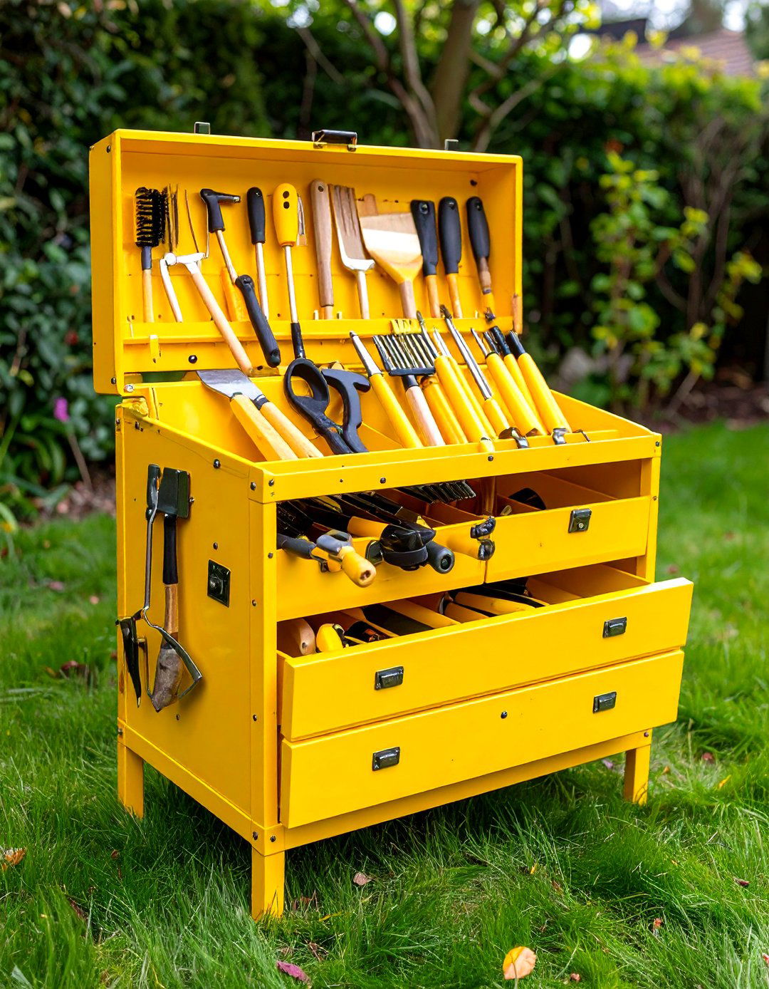 The Upcycled File Cabinet Garden Tool Garage - 30 garden tool storage ideas