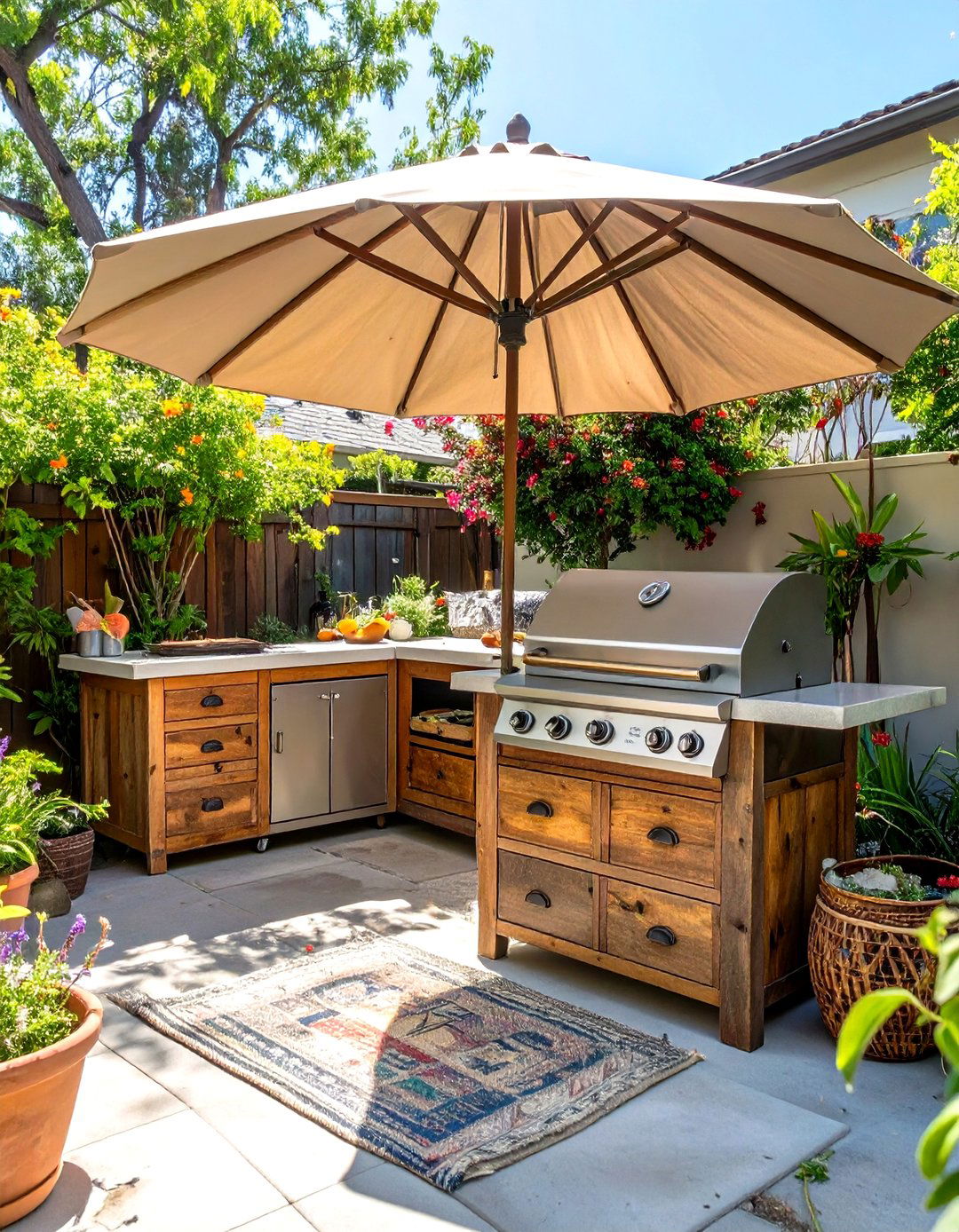 The Upcycled Furniture Station - 30 inexpensive covered outdoor kitchen ideas