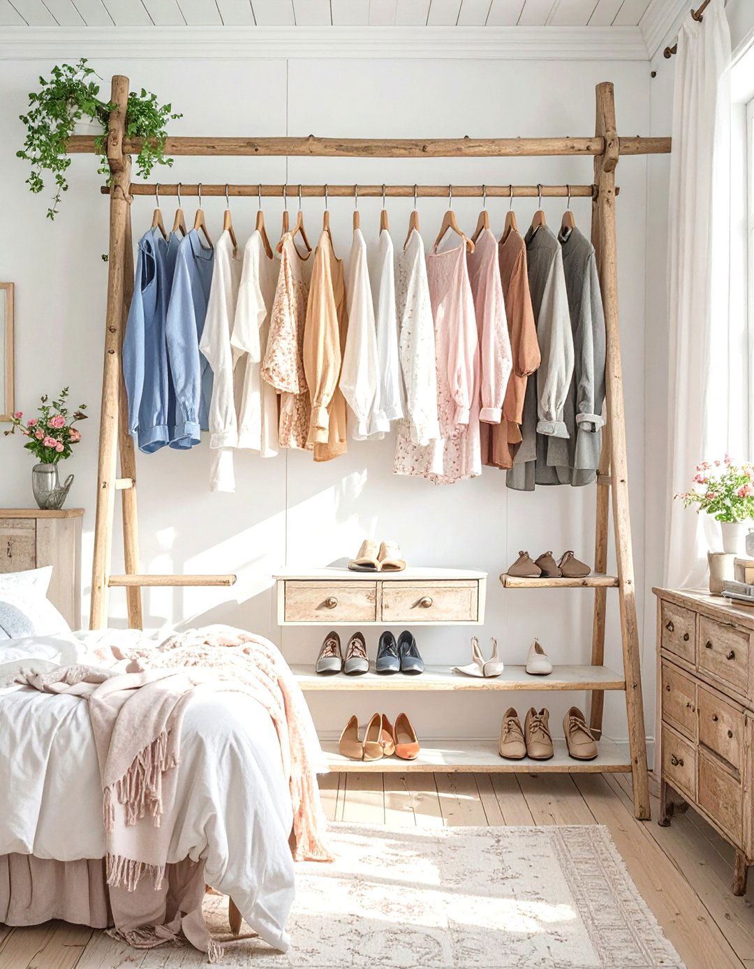 The Upcycled Ladder Wardrobe - 30 open closet ideas