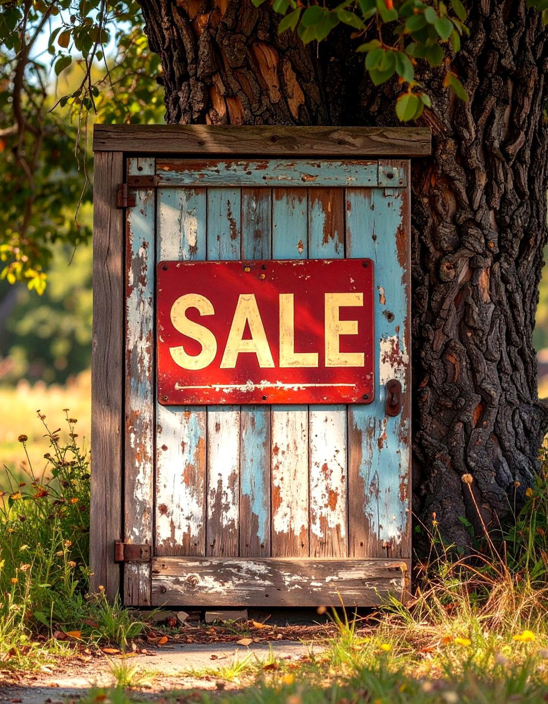The Upcycled Material Sign - 30 garage sale sign ideas