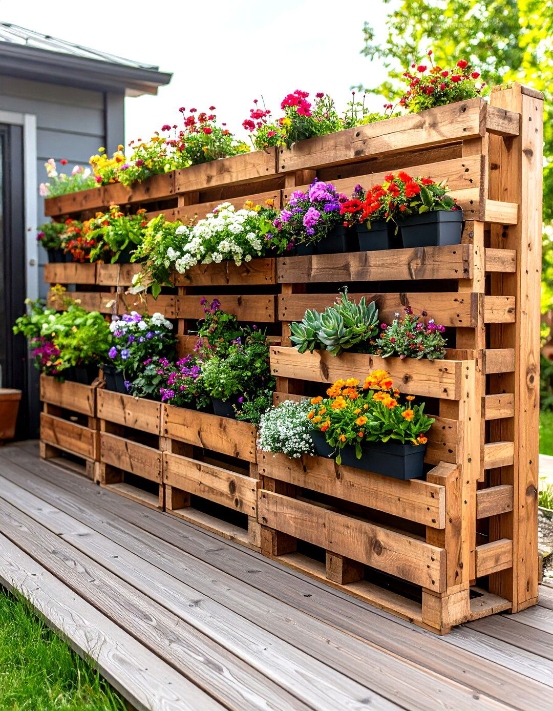 The Upcycled Pallet Vertical Garden - 30 deck privacy screen ideas