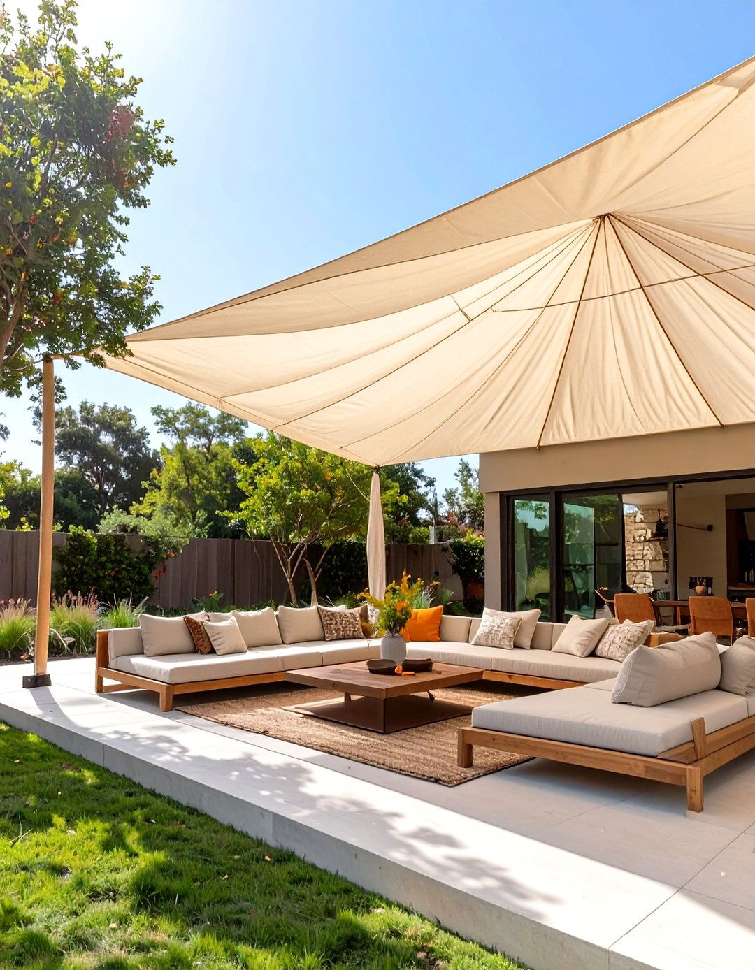 The Upcycled Parachute Canopy - 30 inexpensive covered patio ideas