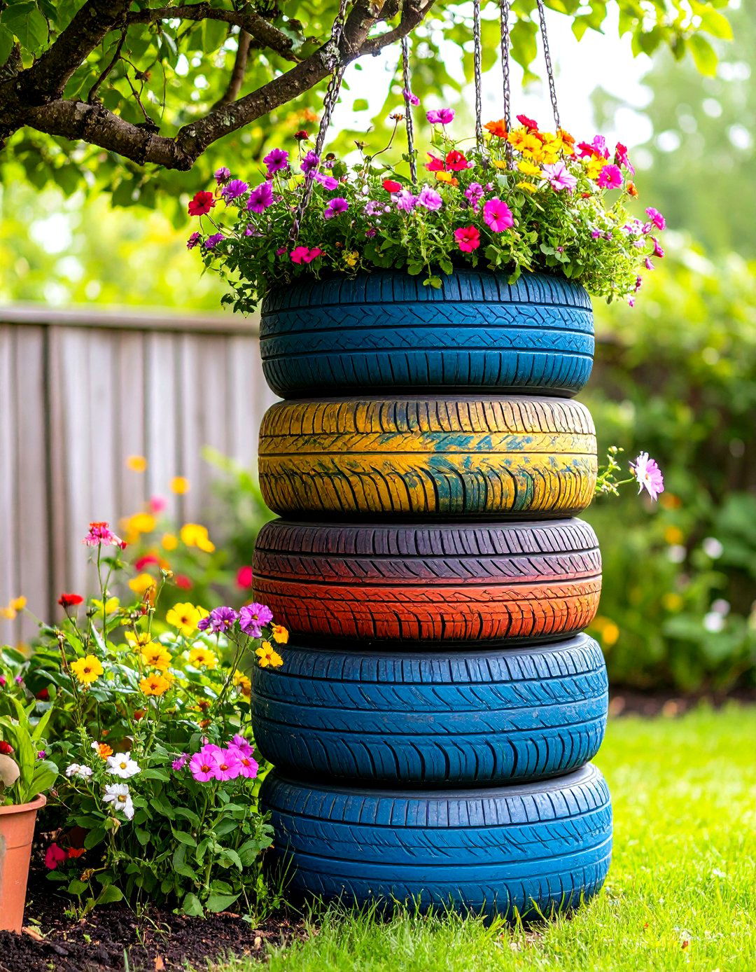 The Upcycled Tire Art Garden - 30 garden art ideas