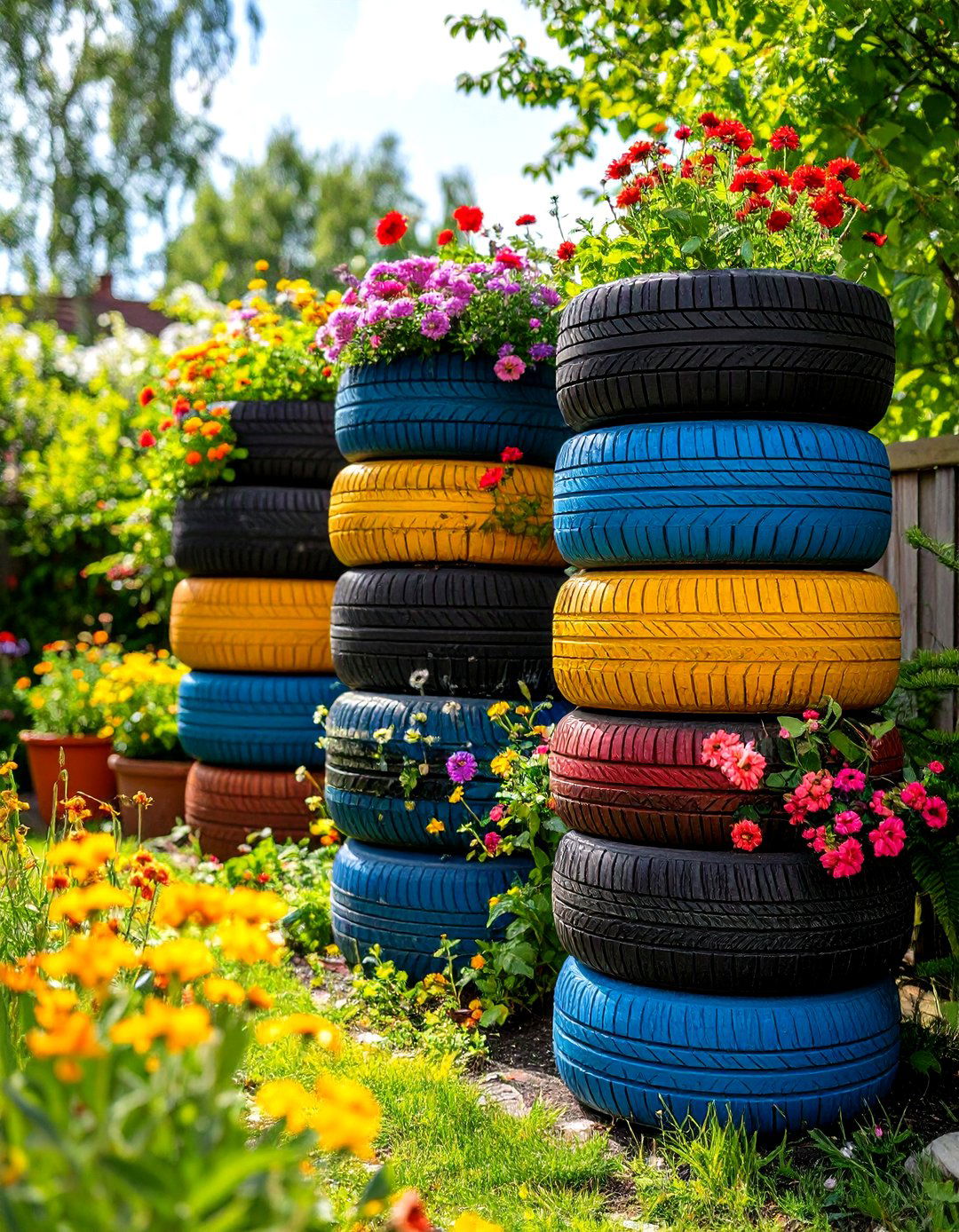 The Upcycled Tire Garden - 30 diy garden ideas