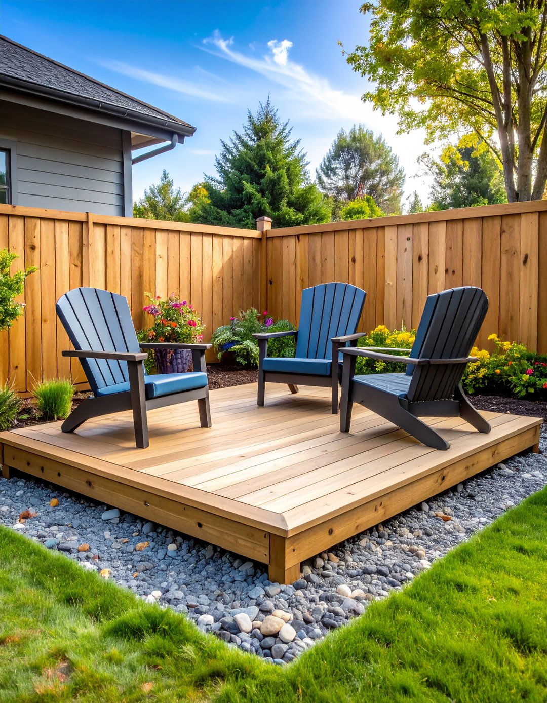 The Upcycled Tire and Wood Deck - 30 backyard deck ideas on a budget