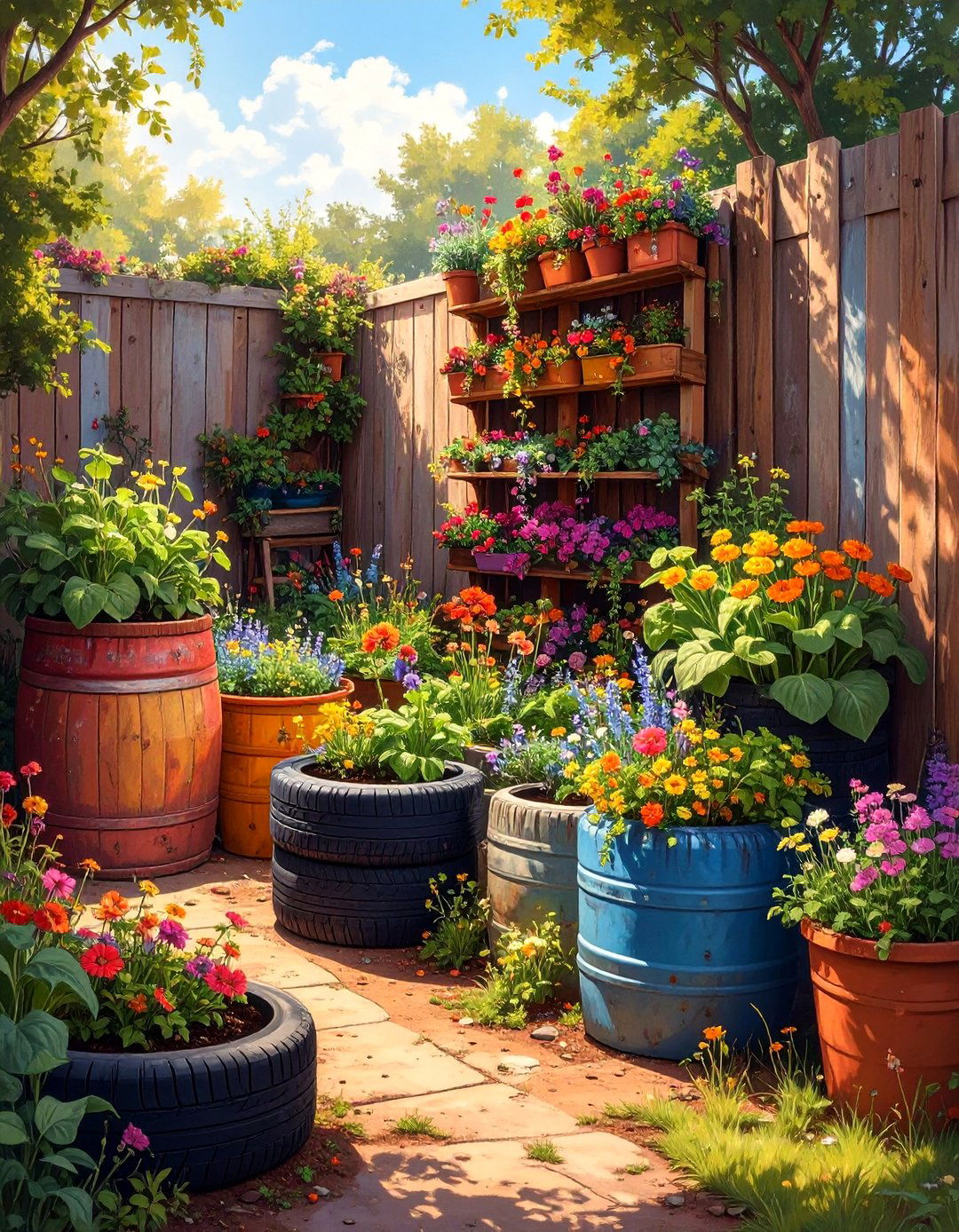 The Upcycled and Recycled Garden - 30 backyard vegetable garden ideas