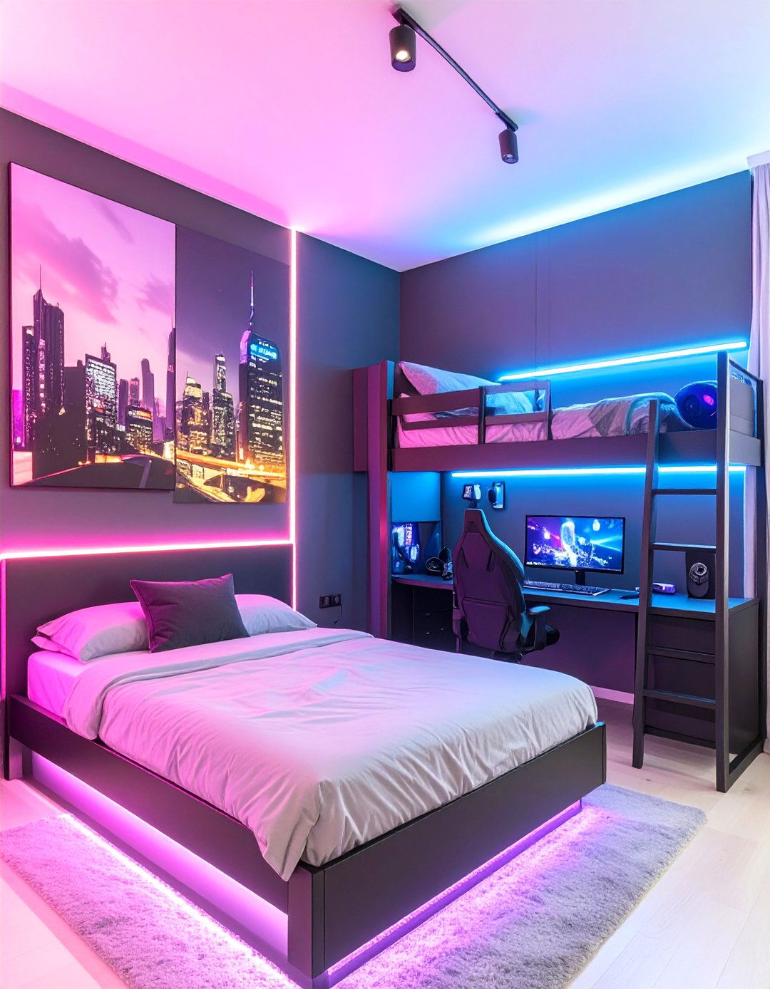 The Urban Cyberpunk Gaming Bedroom - 30 boys gaming bedroom ideas