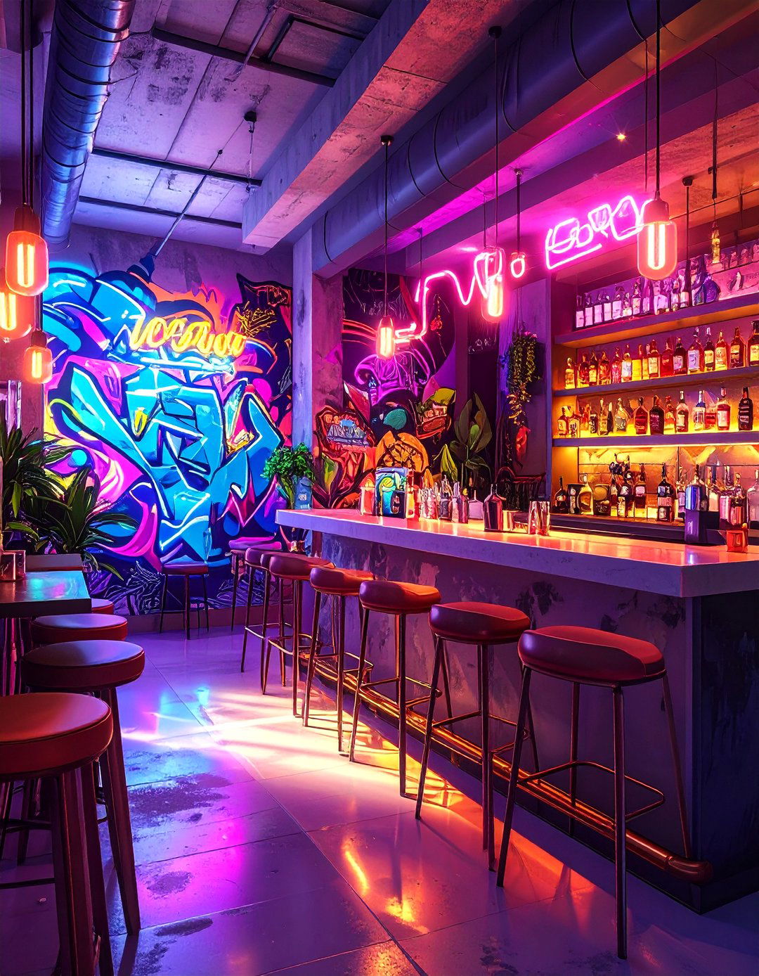 The Urban Graffiti Art Bar - 30 man cave bar ideas