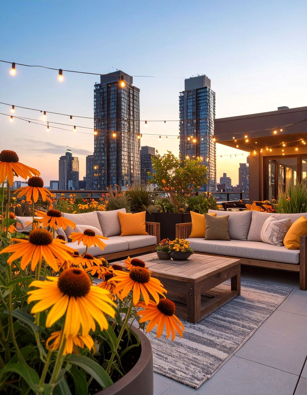 The Urban Rooftop Coneflower Oasis - 30 coneflower garden design ideas