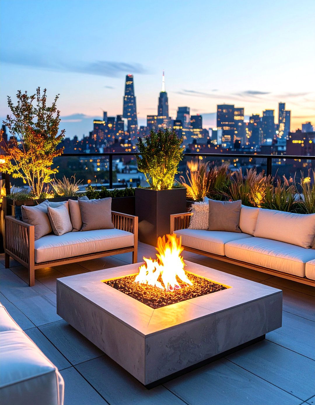 The Urban Rooftop Fire Table - 30 backyard firepit ideas