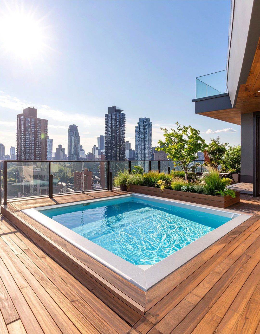 The Urban Rooftop Pool Deck - 30 backyard pool landscaping ideas
