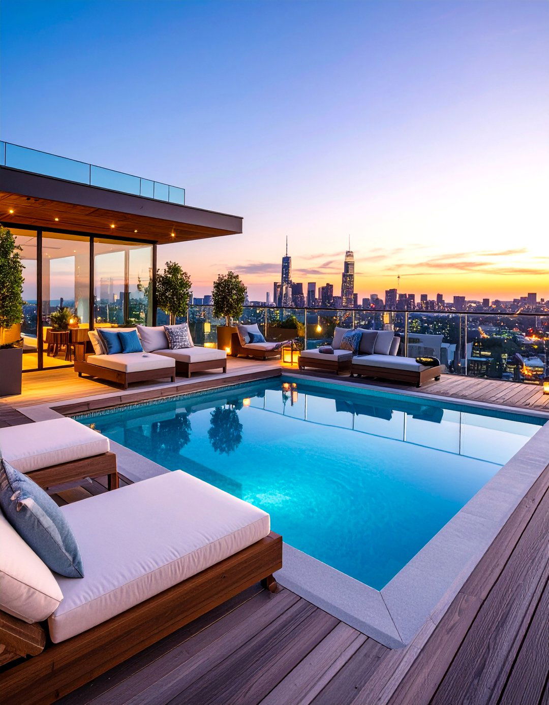 The Urban Rooftop Pool Deck - 30 backyard ideas with pool