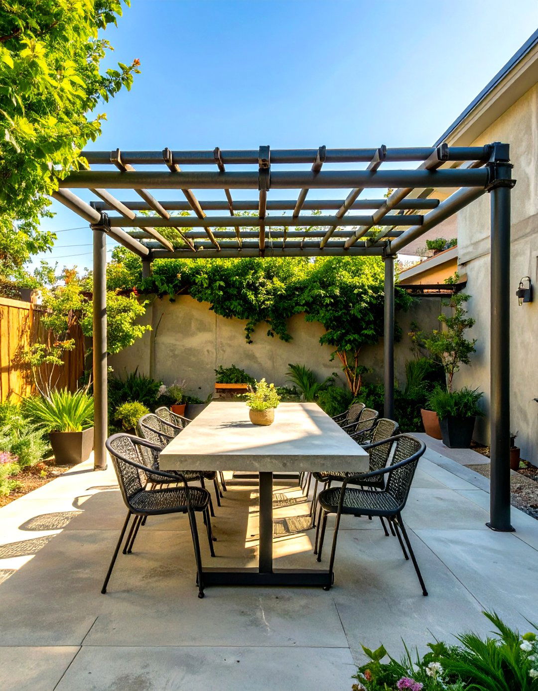 The Urban Scaffolding Style Pergola - 30 inexpensive covered patio ideas