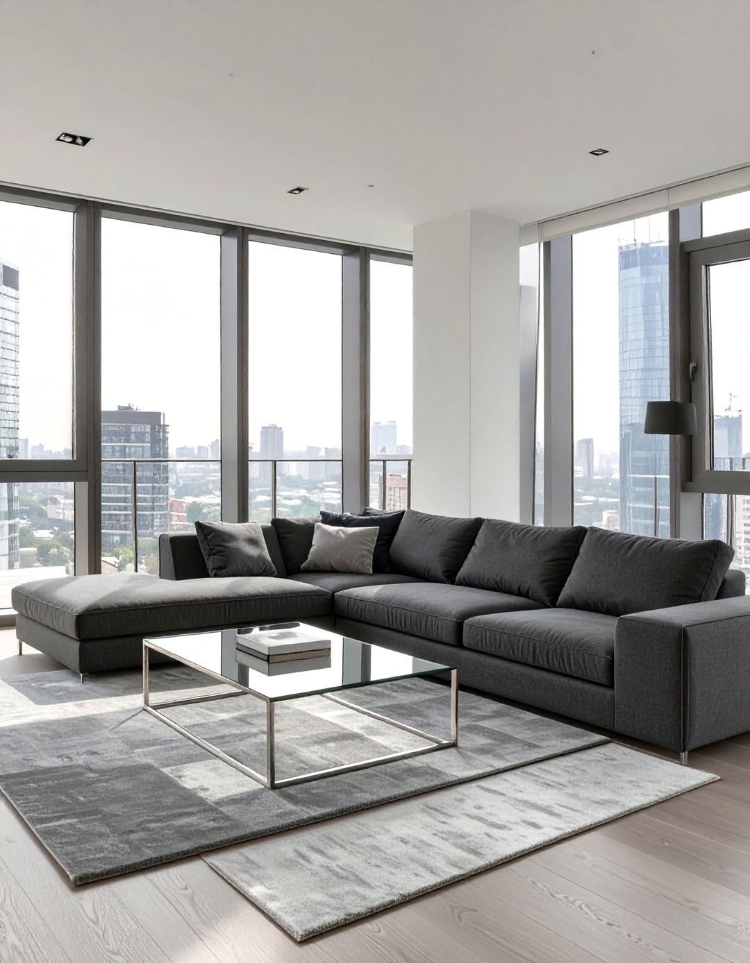 The Urban Sleek Living Room - 30 dark gray couch living room ideas