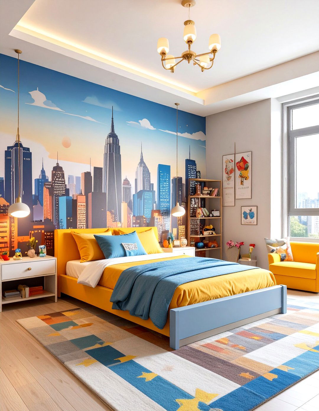 The Urban Superhero Cityscape Room - 30 kids room decor ideas