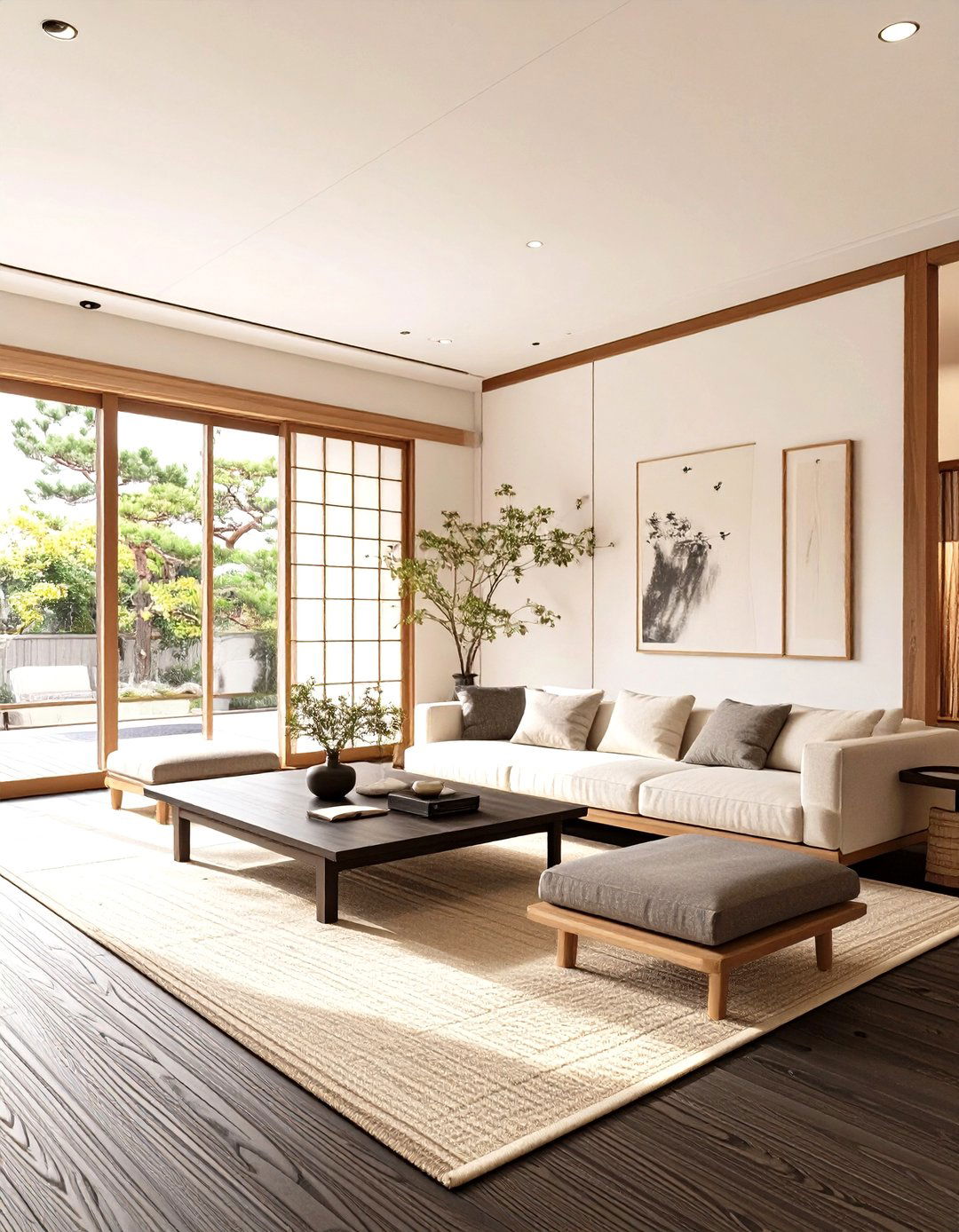 The Use of Dark Wood for a Grounding Effect - 30 modern japanese interior design ideas