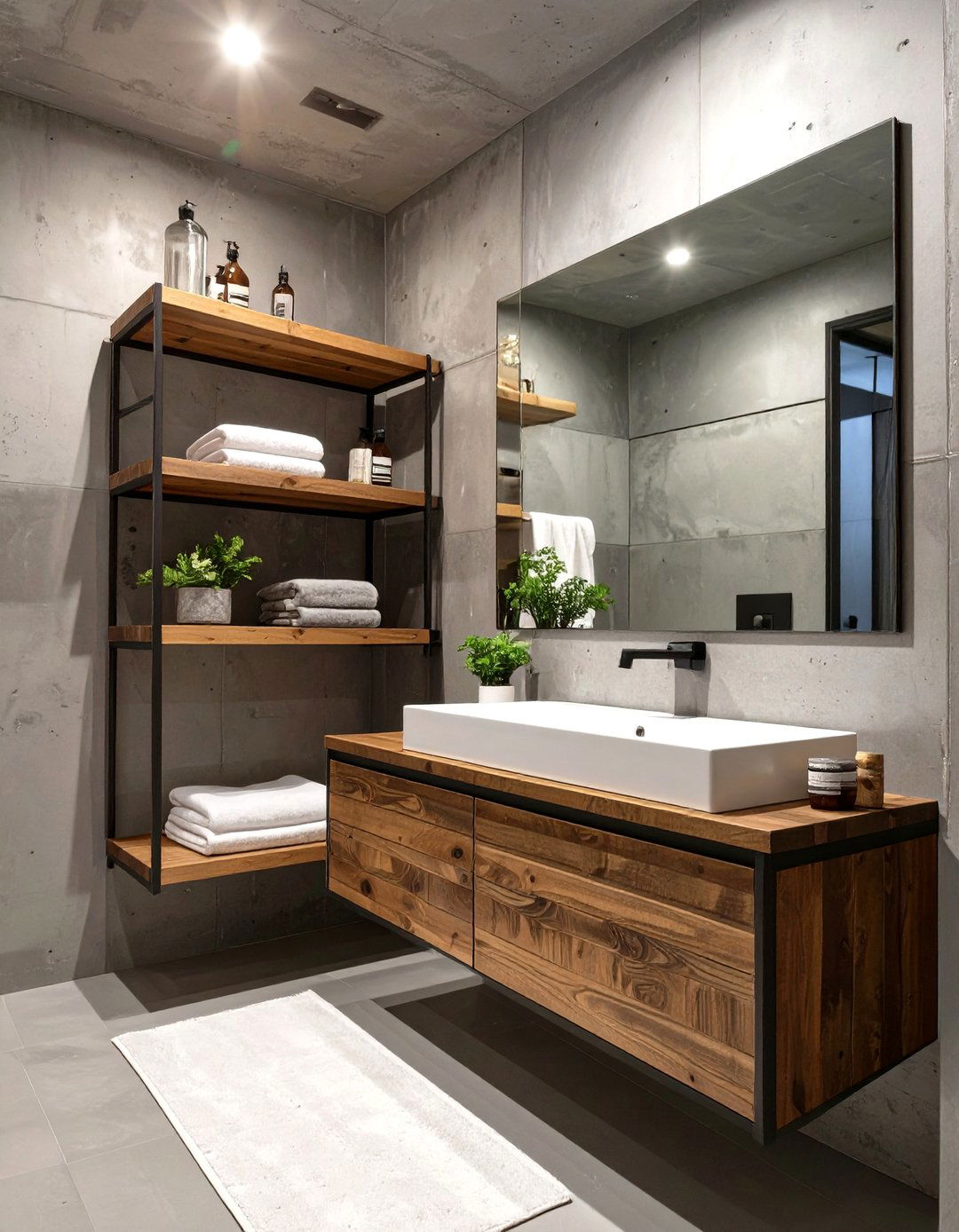 The Utilitarian Open Shelving Bathroom - 30 industrial bathroom ideas