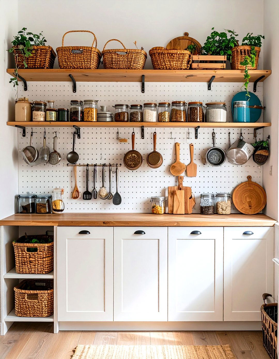 The Utilitarian Pegboard Pantry Wall - 30 kitchen pantry organization ideas