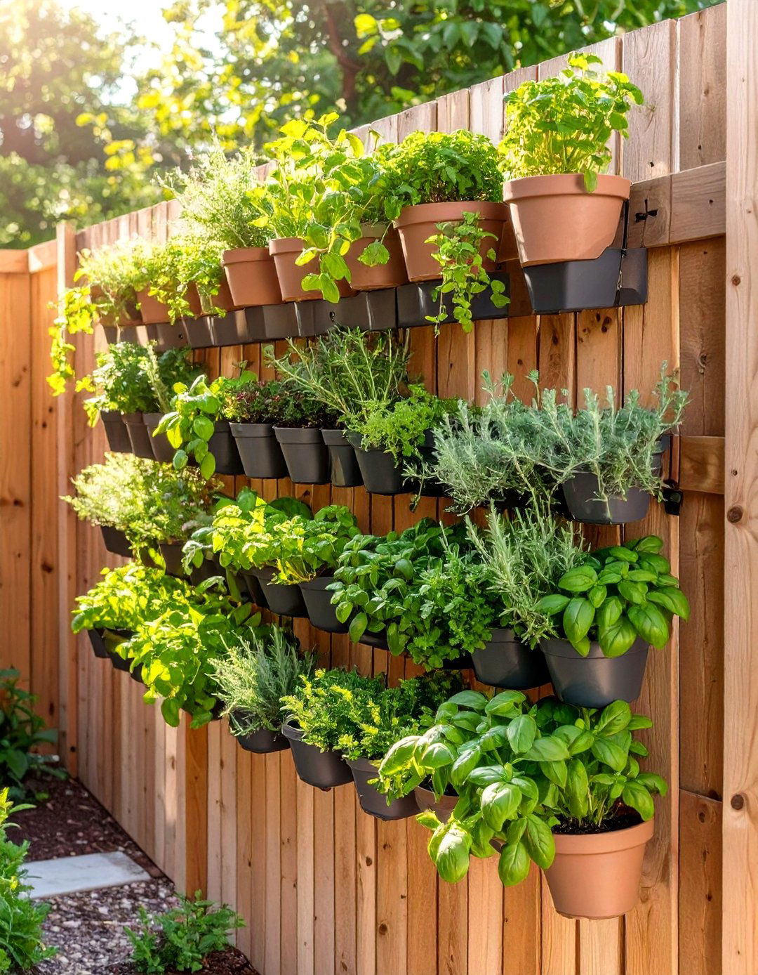The Vertical Herb Garden Fence - 30 along fence simple backyard landscaping ideas