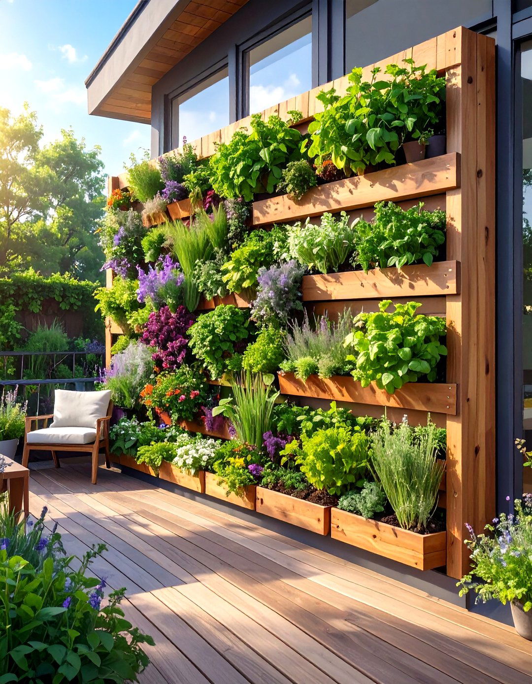 The Vertical Herb Garden Wall - 30 deck decorating ideas with plants