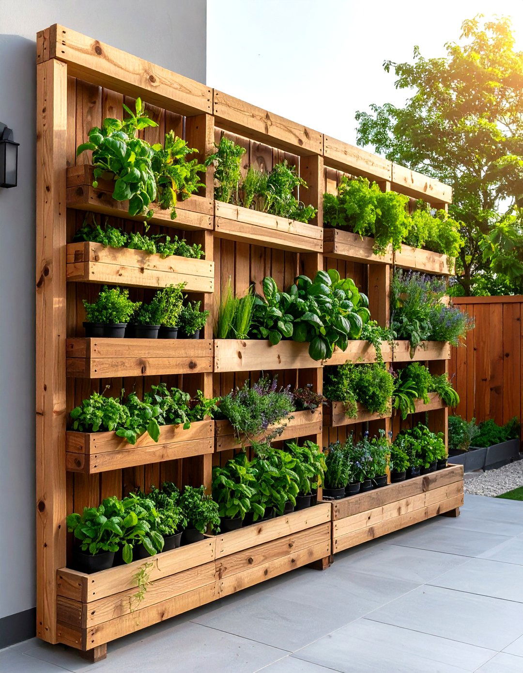 The Vertical Herb Garden Wall - 30 diy patio ideas on a budget