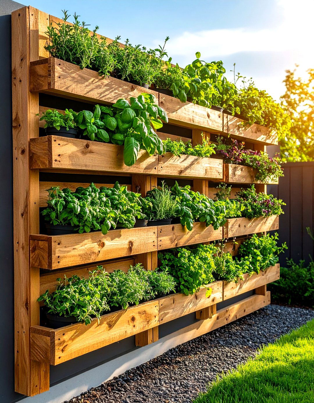 The Vertical Herb Garden Wall - 30 easy landscaping ideas