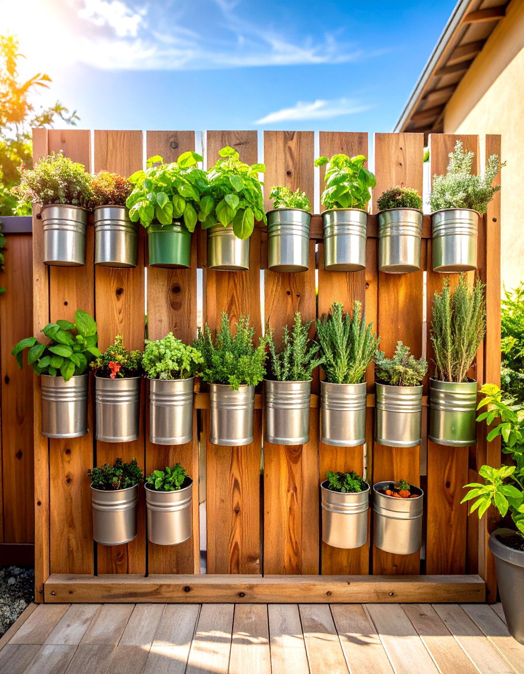 The Vertical Herb Garden Wall - 30 inexpensive landscaping ideas