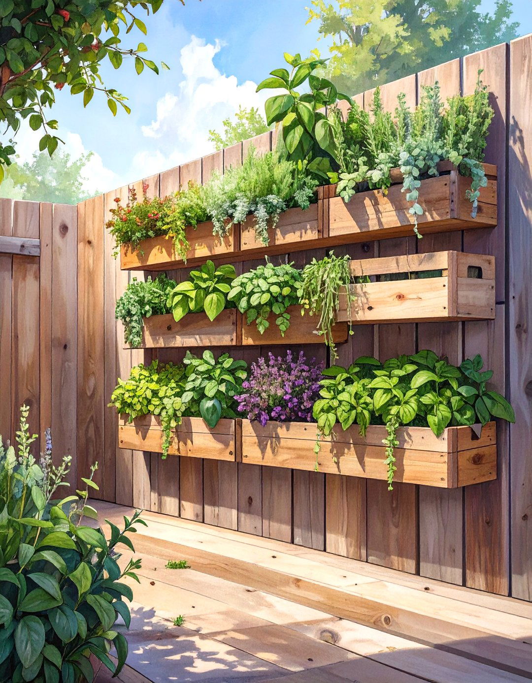 The Vertical Herb Garden Wall - 30 budget backyard ideas