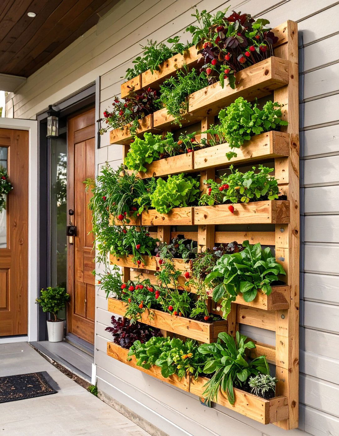 The Vertical Pallet Garden - 30 budget cheap simple front yard landscaping ideas