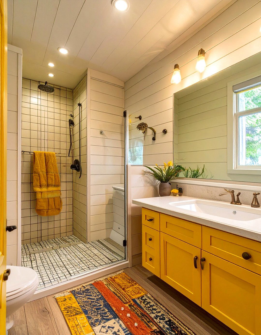 The Vertical Shiplap Wall - 30 bathtub shower combo ideas for small bathrooms