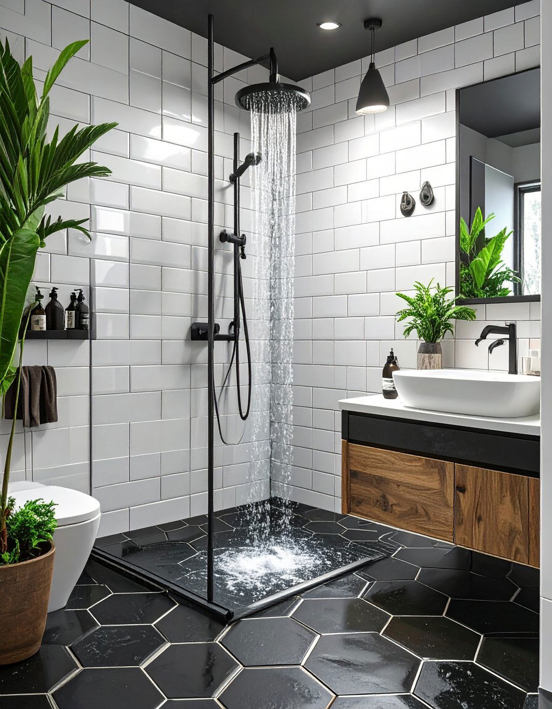 The Vertical Tile Layout - 30 modern small bathroom walk in shower ideas