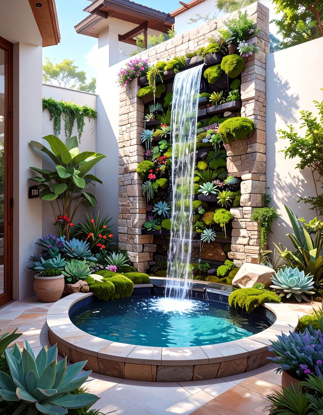The Vertical Wall Pond - 30 backyard pond ideas