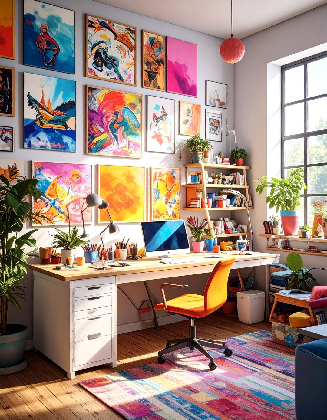 The Vibrant Eclectic Creators Desk Setup - 30 office desk setup ideas