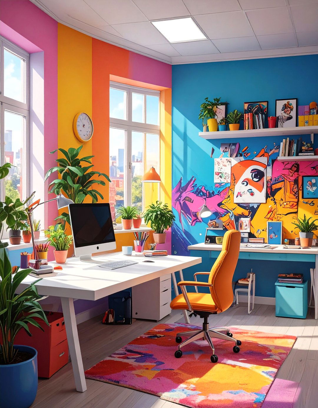 The Vibrant Pop Art Office - 30 office set up ideas