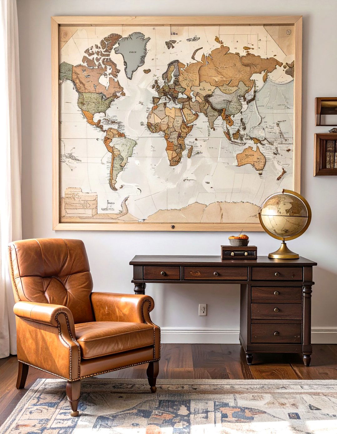 The Vintage Map Travelers Corner - 30 home wall decor ideas