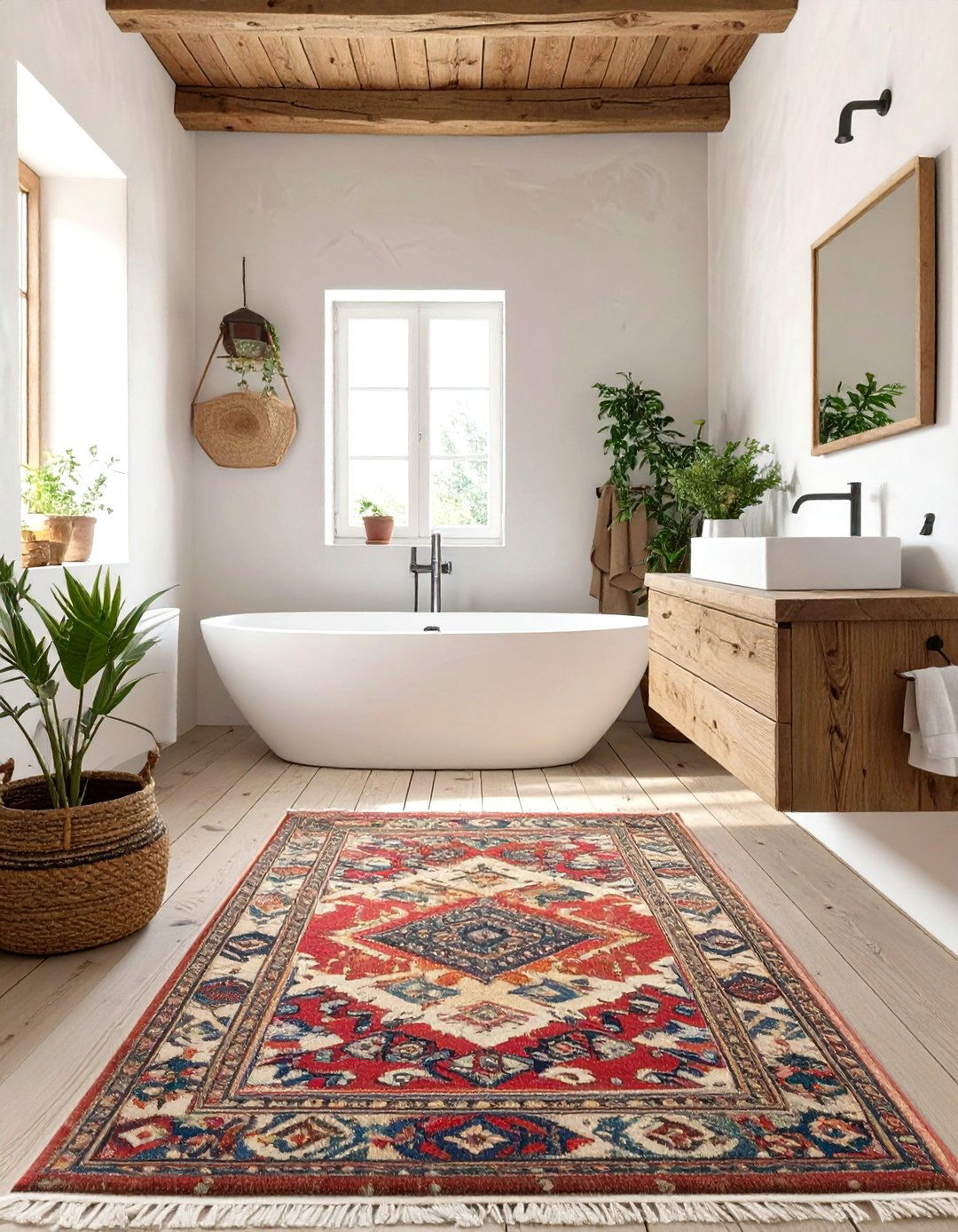 The Vintage Rug Bathroom - 30 modern rustic bathroom ideas