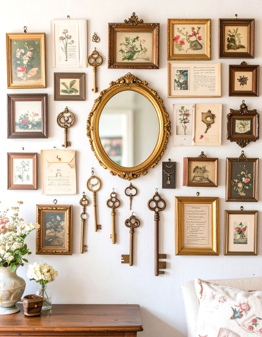 The Vintage and Found Objects Gallery Wall - 30 living room gallery wall ideas