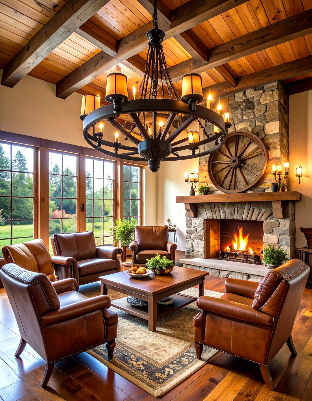The Wagon Wheel Chandelier - 30 living room chandelier ideas