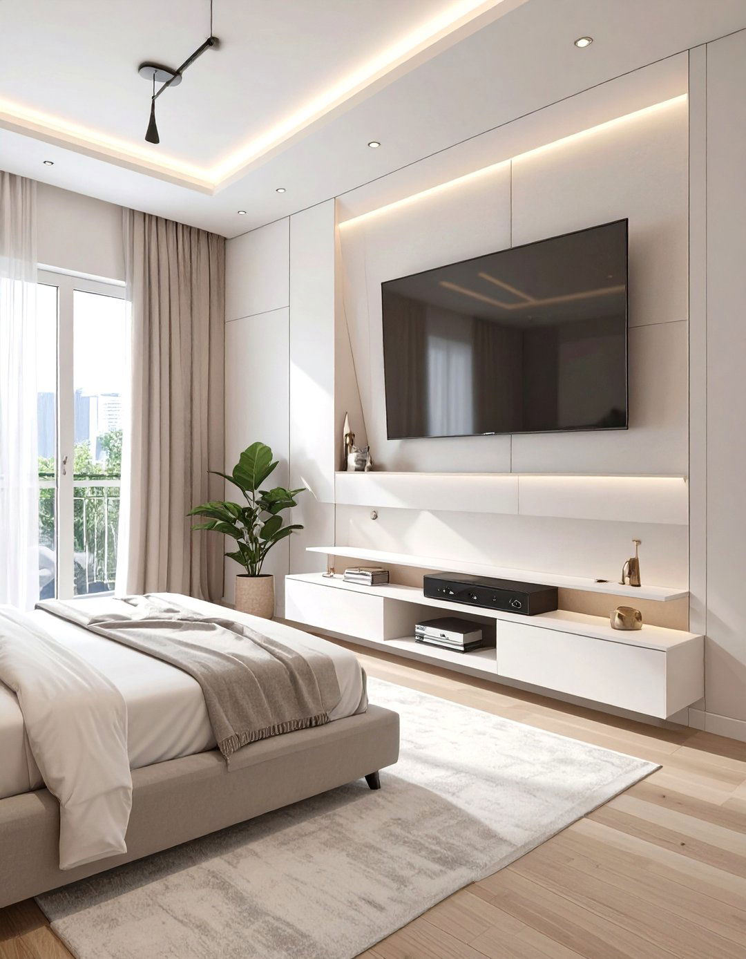 The Wainscoting and Wallpaper Bedroom Combination - 30 master bedroom tv wall ideas