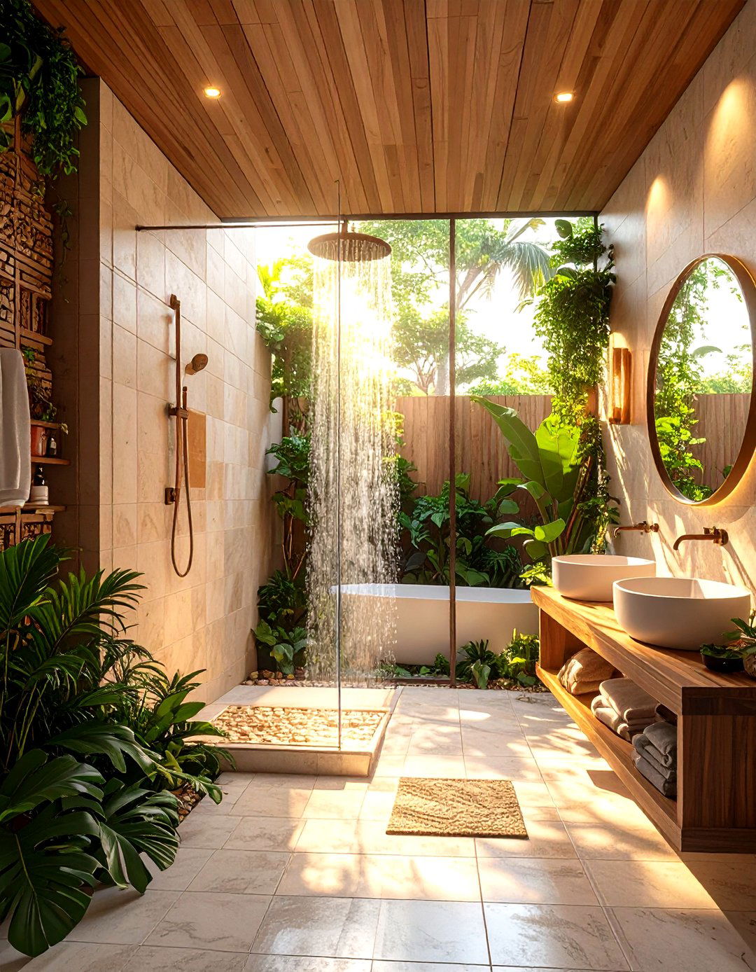 The Walk In Shower with a Half Wall - 30 limited space tiny shower room designs