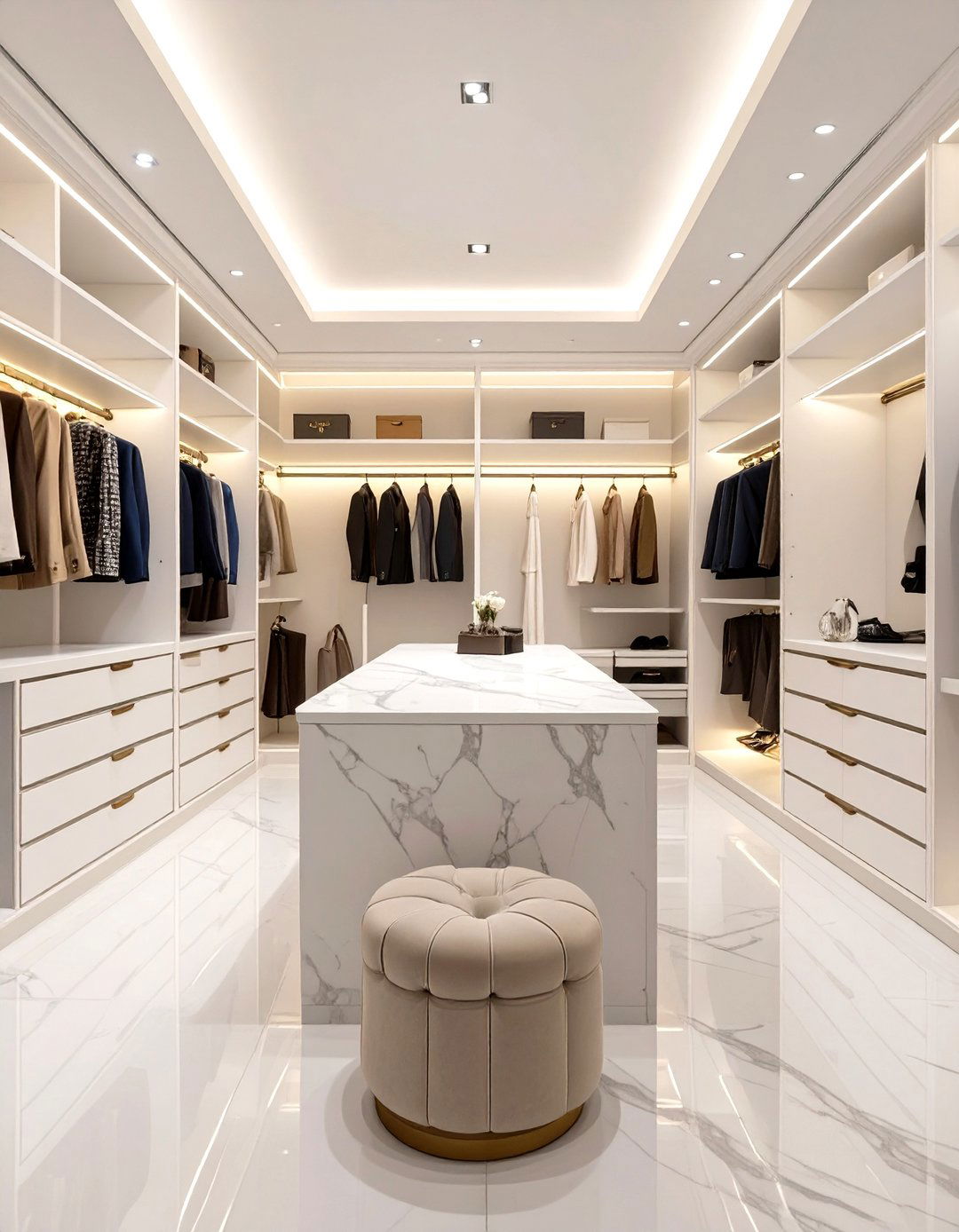 The Walk In Wardrobe with an Island - 30 built in wardrobe ideas