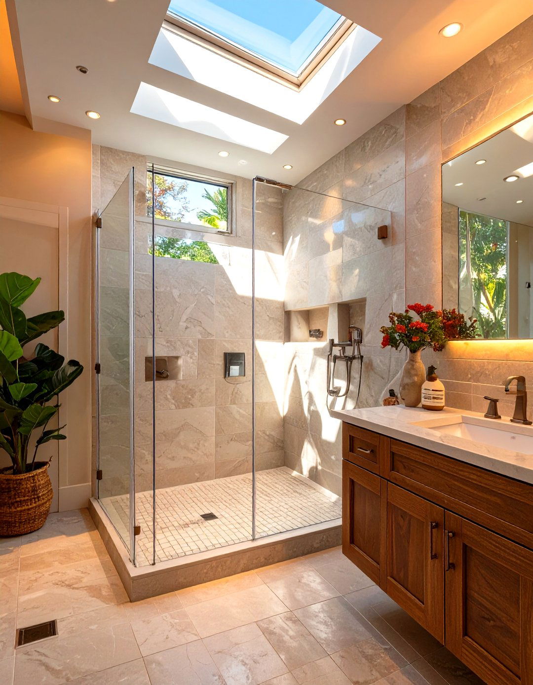 The Walk in Shower with Clerestory Windows - 30 master bathroom walk in shower ideas